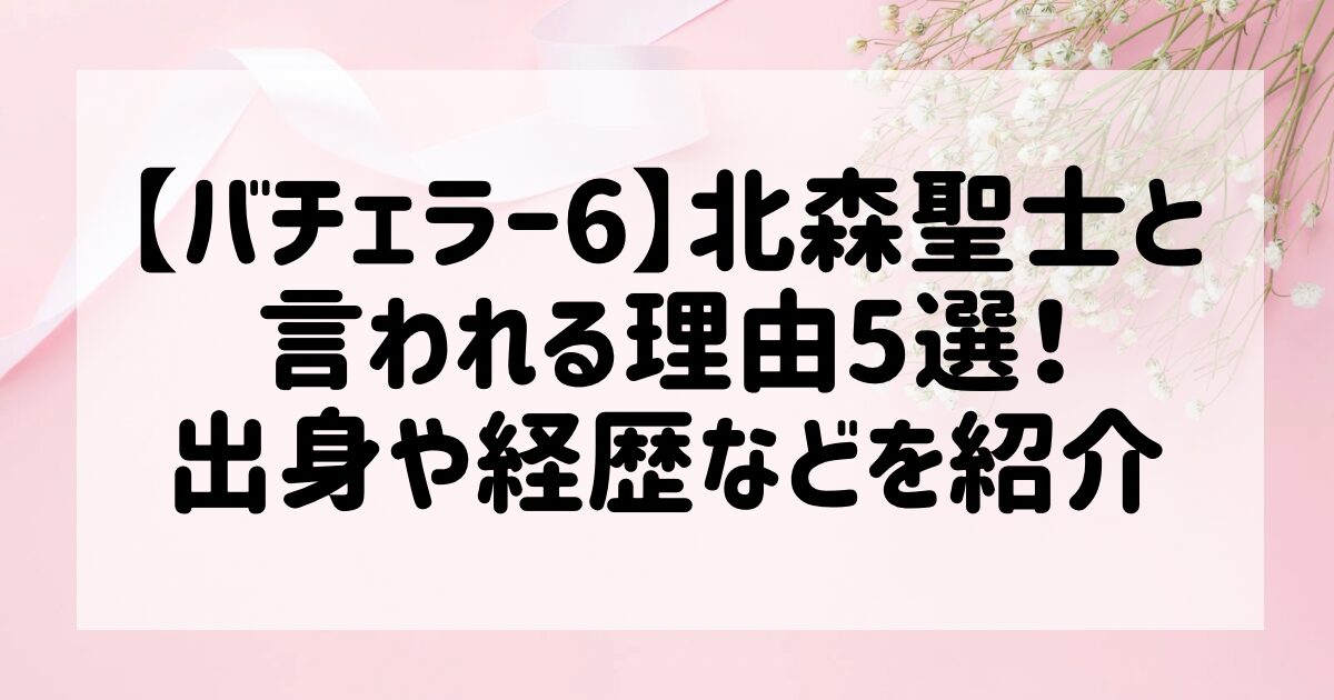 【バチェラー6】北森聖士と言われる理由5選!出身や経歴などを紹介 - arihiブログ